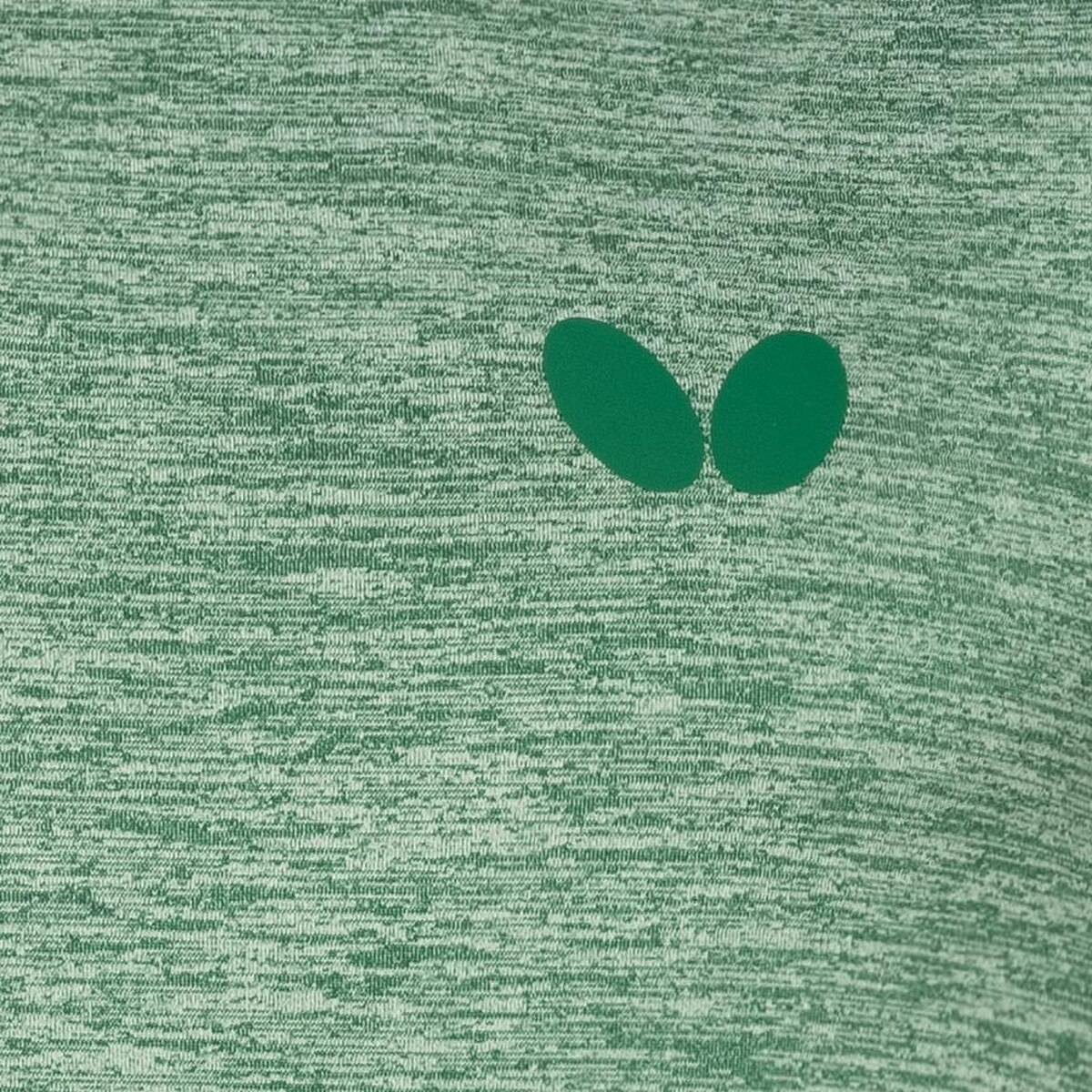 Butterfly Izumo Shirt: Close-up of Left Chest Butterfly Logo of Green Shirt